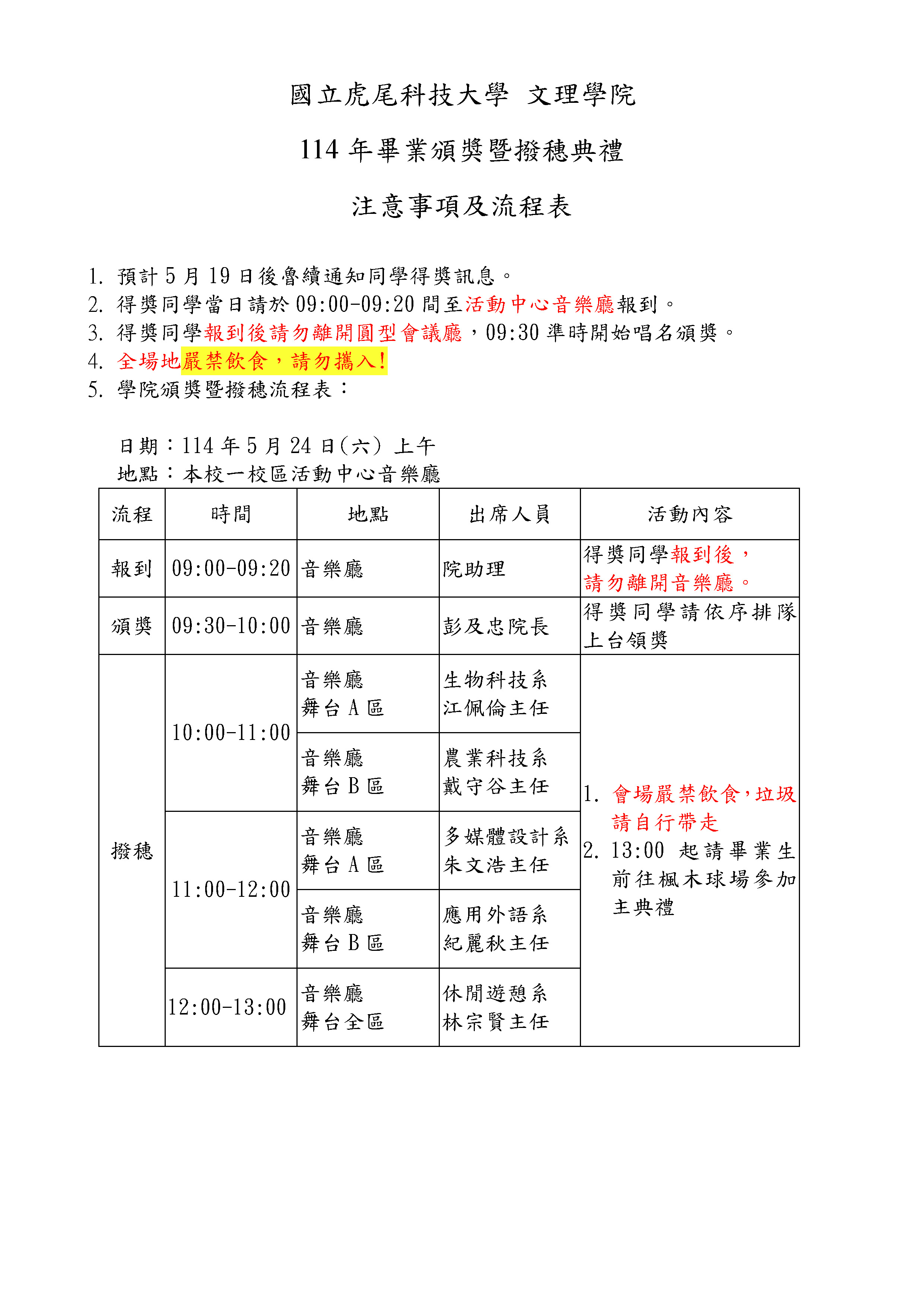 114年文理學院畢業頒獎撥穗流程及注意事項 網頁公告版 頁面 1
